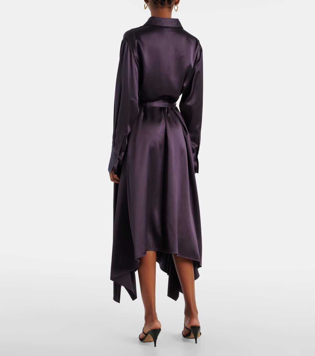 Joseph Cyprien belted silk satin shirt dress