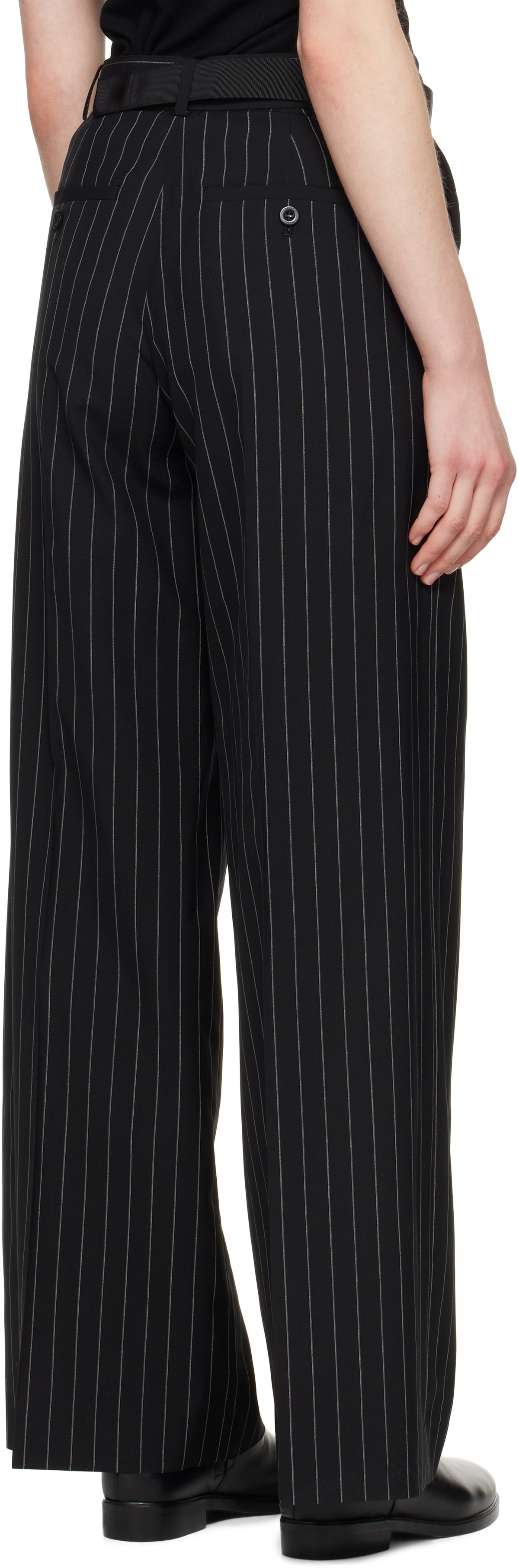 sacai Black Wool Silk Suiting Trousers