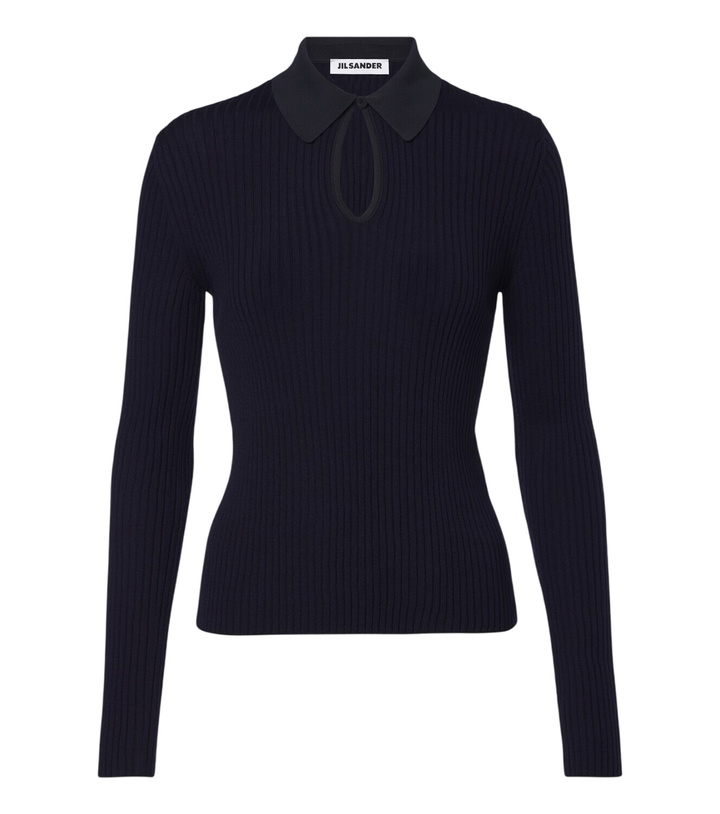 Photo: Jil Sander Cutout ribbed-knit wool polo sweater