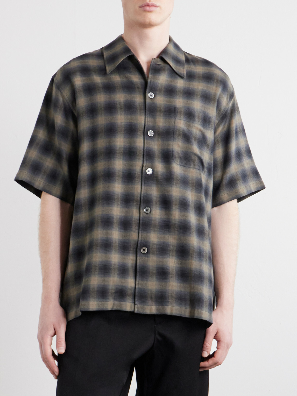 Our Legacy - Checked Cotton and Wool-Blend Shirt - Black