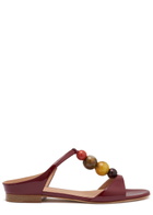 Malone Souliers Lena 10 Beaded Leather Flat Sandals Brown