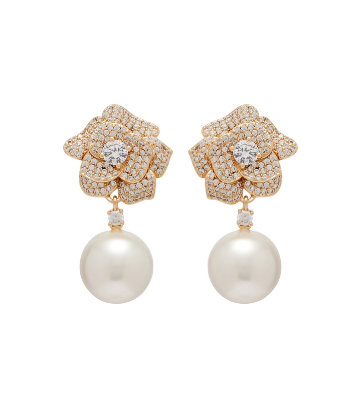 Photo: Self-Portrait Embellished faux pearl drop earrings