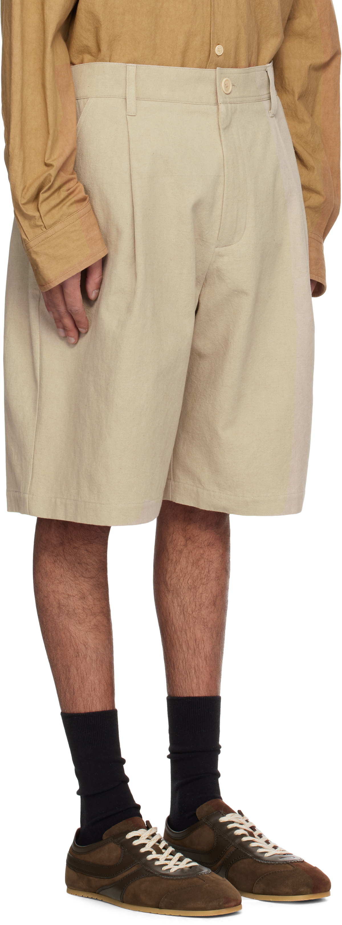 colbo Beige Single Pleat Shorts