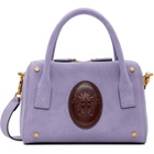 Versace Purple Roomy Small Suede Boston Bag