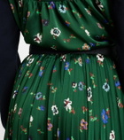 Sacai Floral plissé satin midi skirt