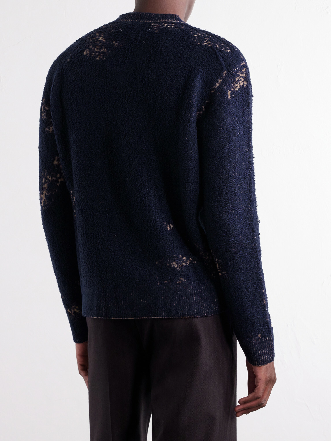 Maison Margiela - Acid-Effect Bouclé-Jacquard Cotton-Blend Sweater - Blue