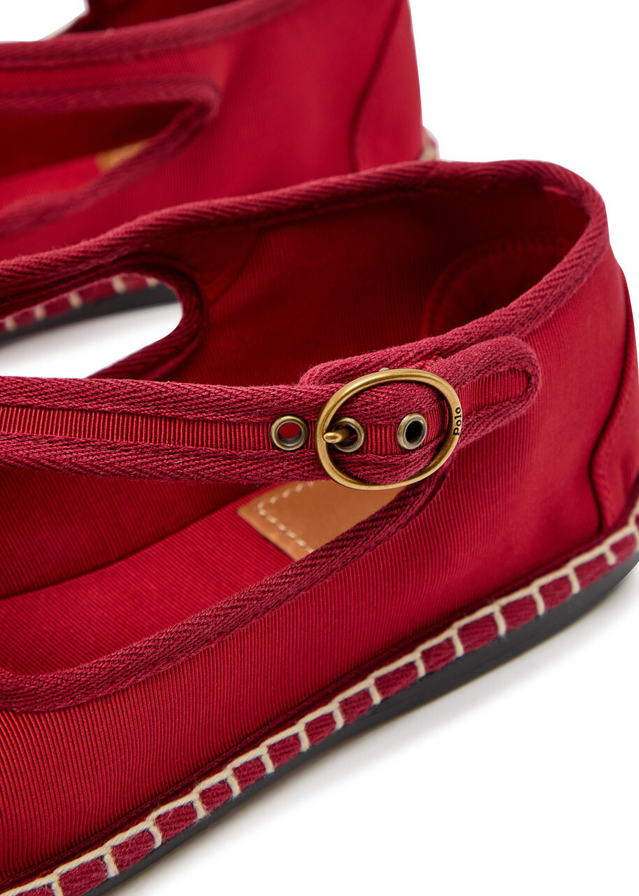 Polo Ralph Lauren Cross-over Grosgrain Espadrille Mary Jane Flats Red