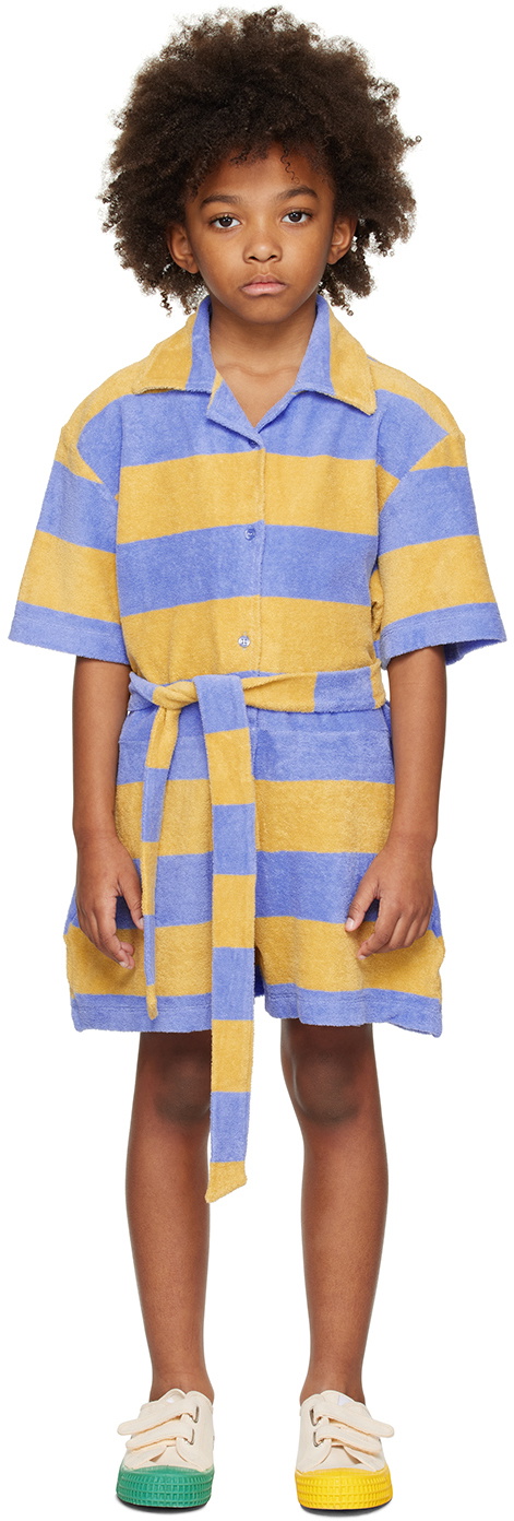 Repose AMS Kids Blue & Tan Striped Jumpsuit