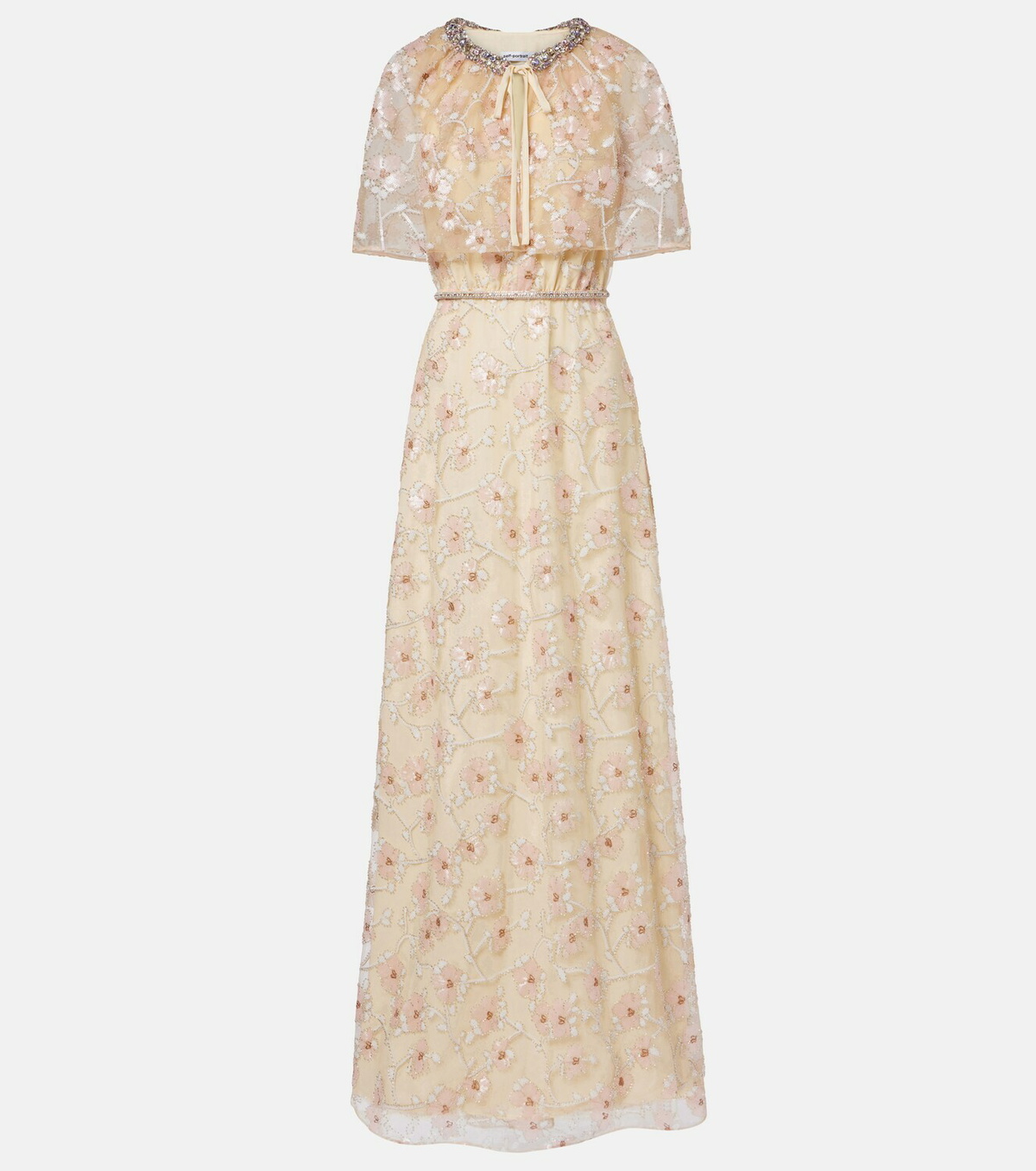 Self-Portrait Embellished floral caped maxi dress