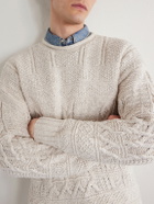 RRL - Cable-Knit Cotton, Linen and Silk-Blend Sweater - Neutrals