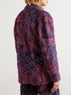 Karu Research - Unstructured Quilted Printed Cotton-Seersucker Blazer - Purple