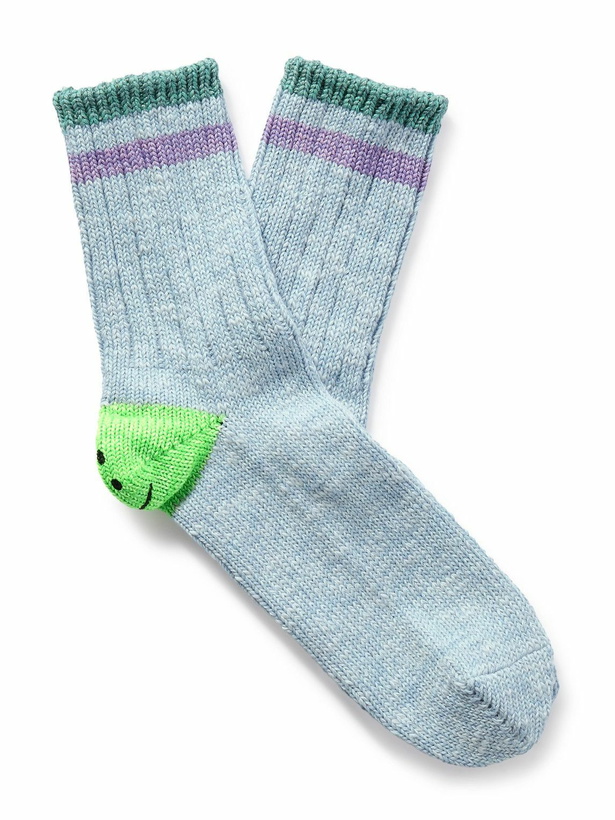 Photo: KAPITAL - Happy Heels Striped Ribbed Cotton-Blend Socks