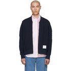 Thom Browne Navy Pique 4-Bar Bomber Jacket