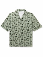 Officine Générale - Eren Camp-Collar Printed Cotton-Voile Shirt - Green