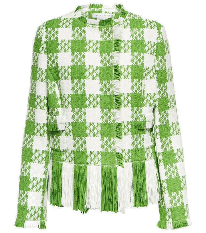 Photo: Oscar de la Renta Fringed checked tweed jacket