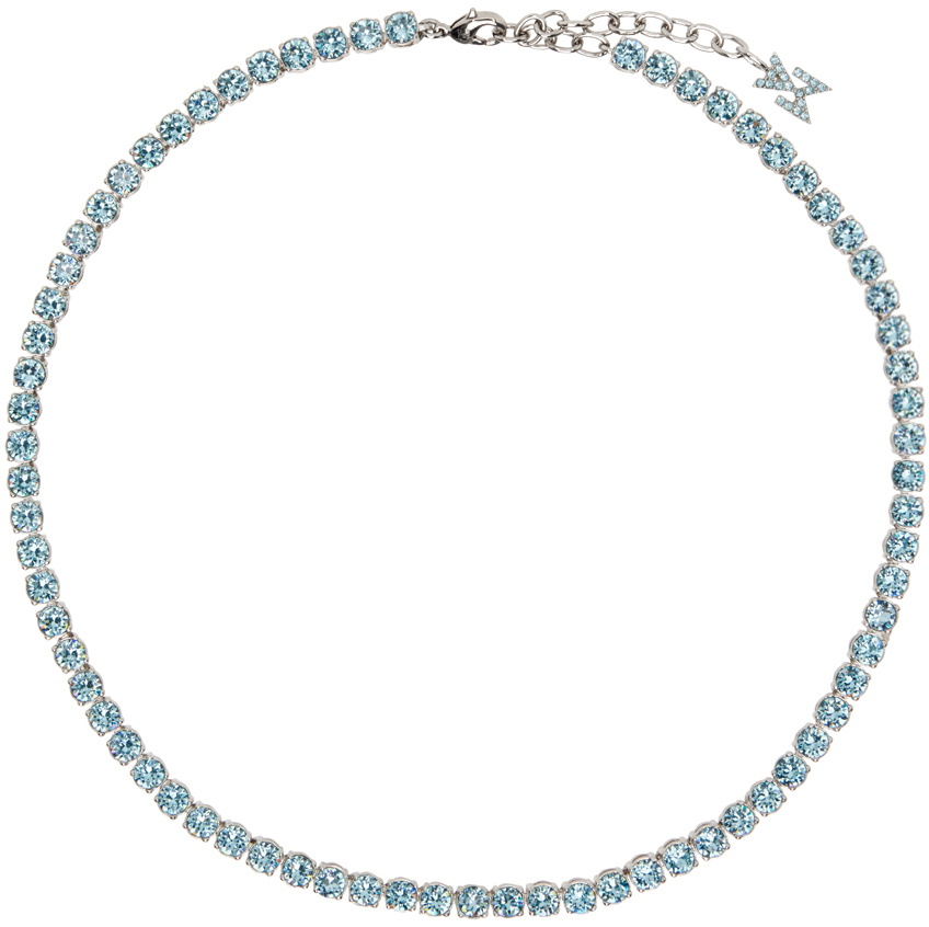 Amina Muaddi Blue Tennis Necklace