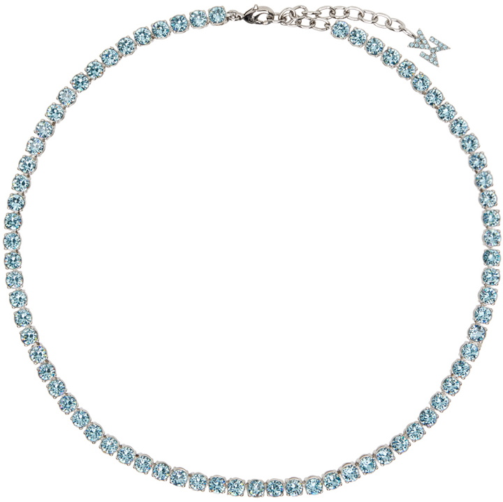 Photo: Amina Muaddi Blue Tennis Necklace
