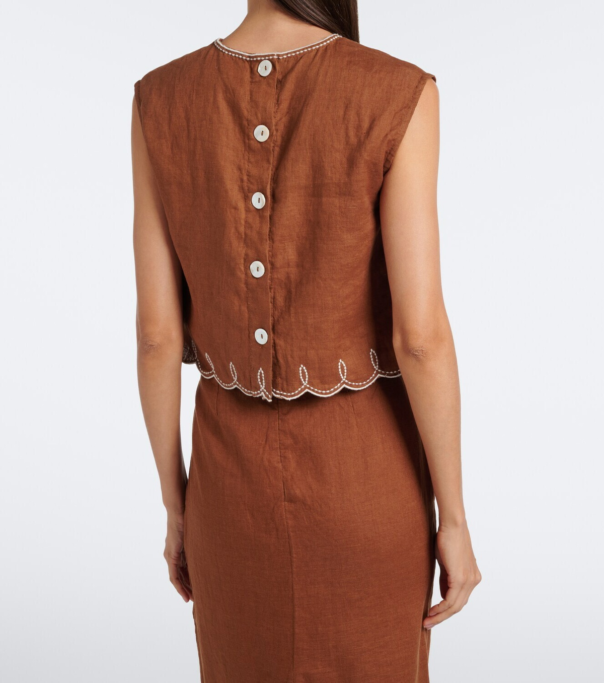 Veronica Beard Kessan embroidered linen top