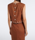 Veronica Beard Kessan embroidered linen top
