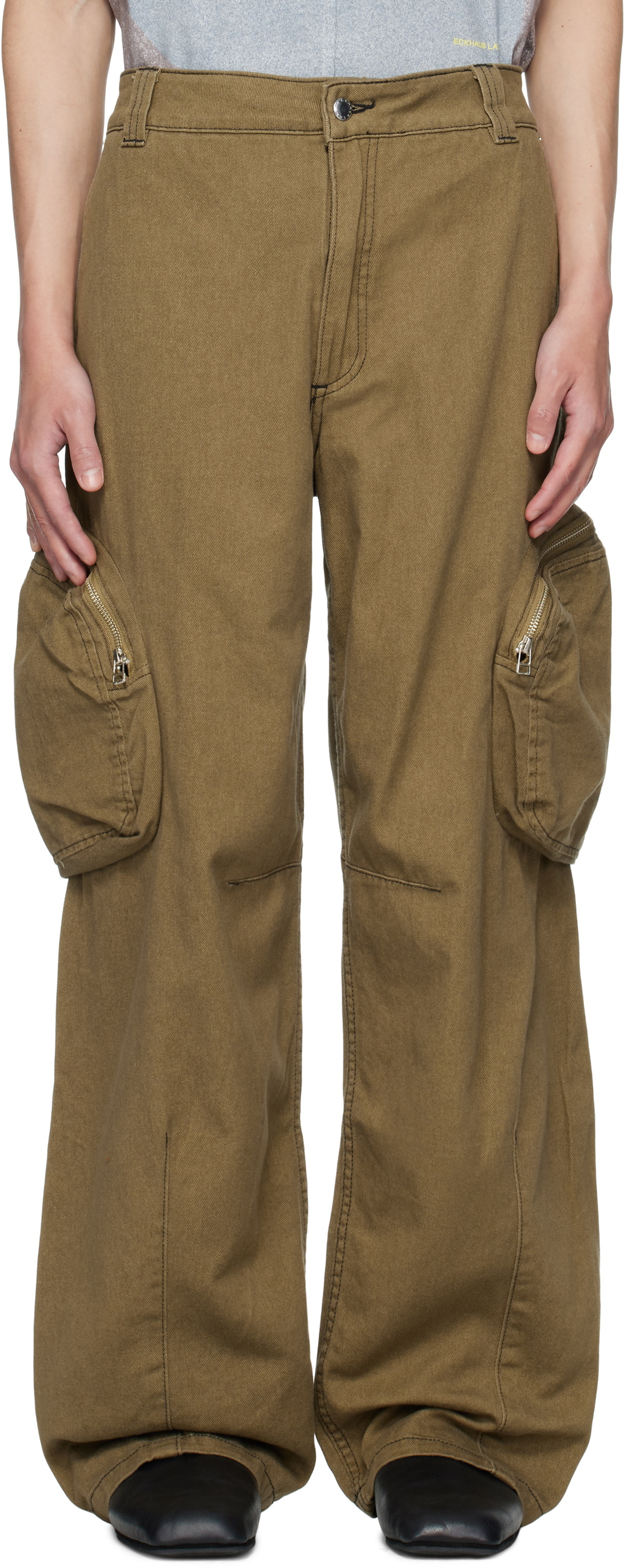 Eckhaus Latta Khaki Zip Pocket Denim Cargo Pants