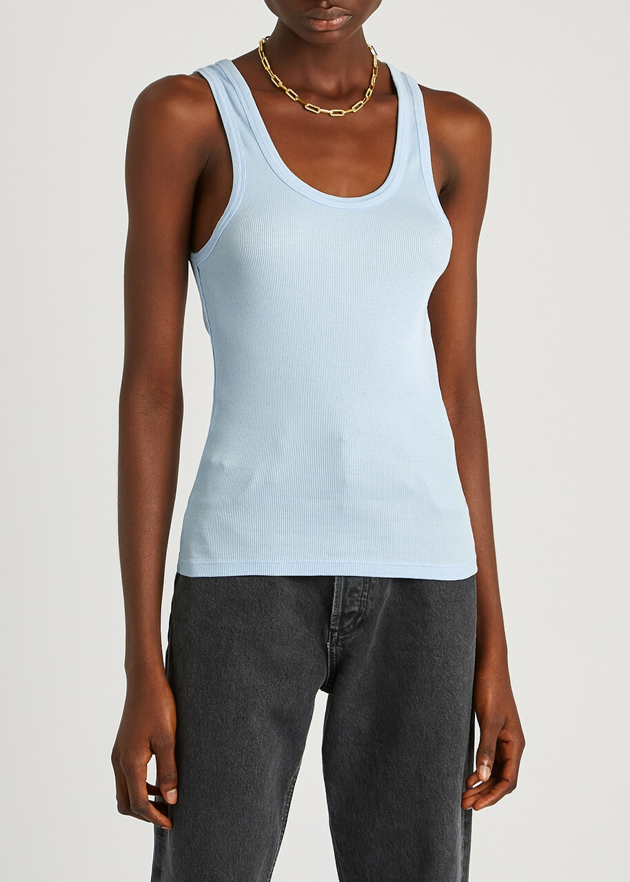 Colorful Standard Ribbed Stretch-cotton Tank Light Blue