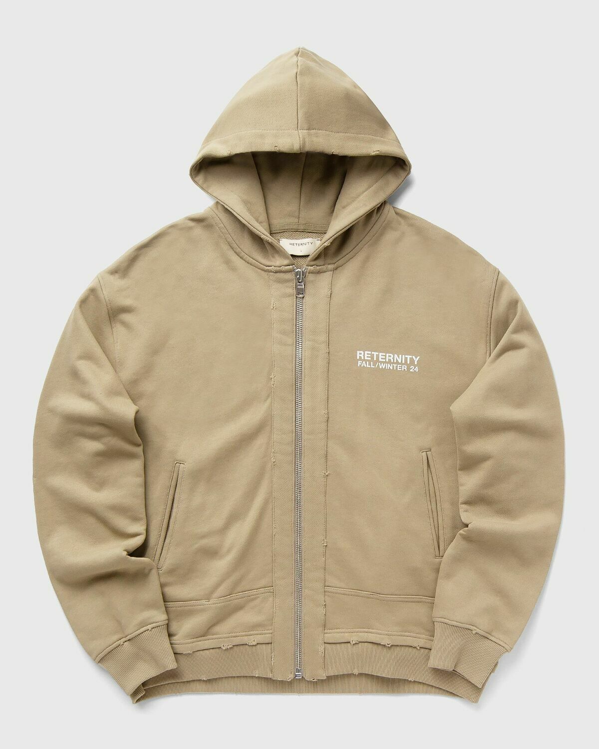 Reternity RIBBED ZIP-HOODIE Beige Mens Hoodies/Zipper