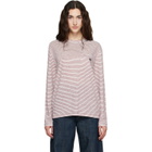 Wales Bonner Off-White & Burgundy Linen Stripe Jersey Hour T-shirt