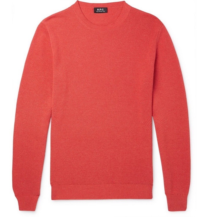 Photo: A.P.C. - Edouard Waffle-Knit Cotton Sweater - Men - Red