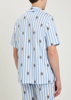 Polo Ralph Lauren Striped Polo-bear Cotton-poplin Sleep Shirt Blue