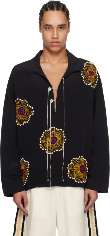 Photo: Glass Cypress Black Silk Sunflower Shirt