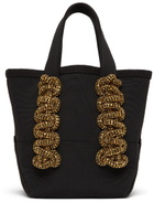 KARA Black Crystal Cobra Mini Tote Bag