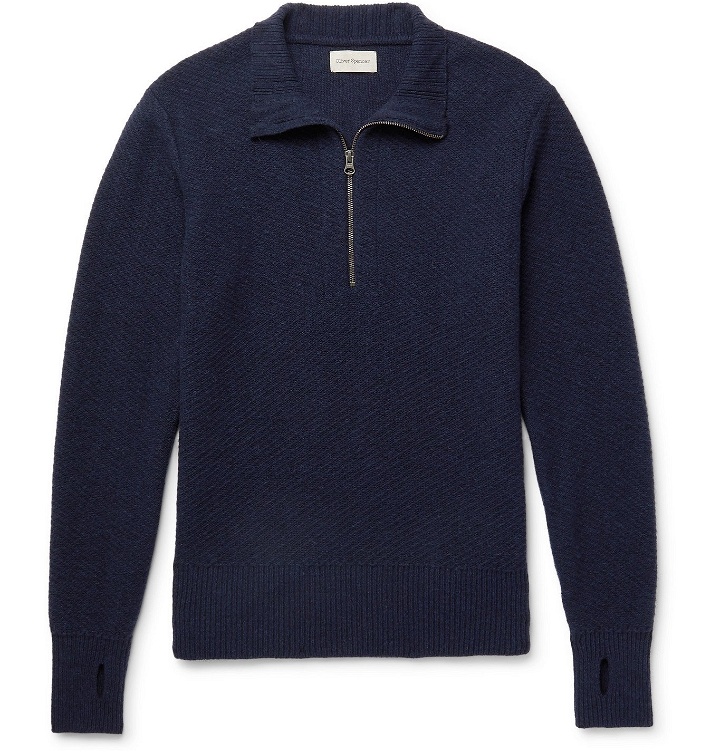 Photo: OLIVER SPENCER - Carew Ribbed Wool Half-Zip Sweater - Blue