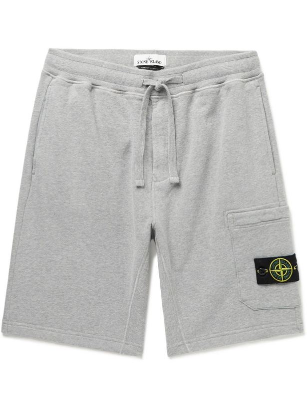 Photo: Stone Island - Logo-Appliquéd Cotton-Jersey Drawstring Shorts - Gray
