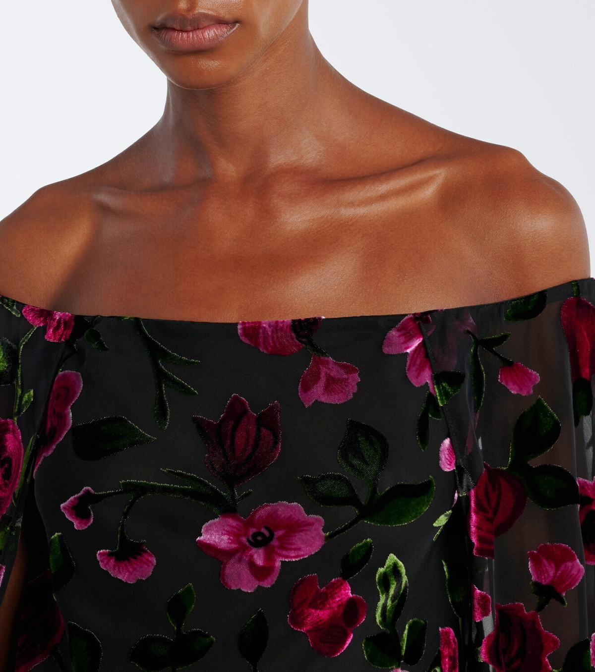 Rodarte Caped floral devoré velvet gown