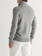 TOM FORD - Slim-Fit Leather-Trimmed Wool Zip-Up Cardigan - Gray