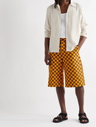 JW ANDERSON - Wide-Leg Checkerboard Cotton Shorts - Brown