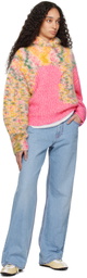 ERL Pink & Yellow Bicolor Swirl Knit Hoodie
