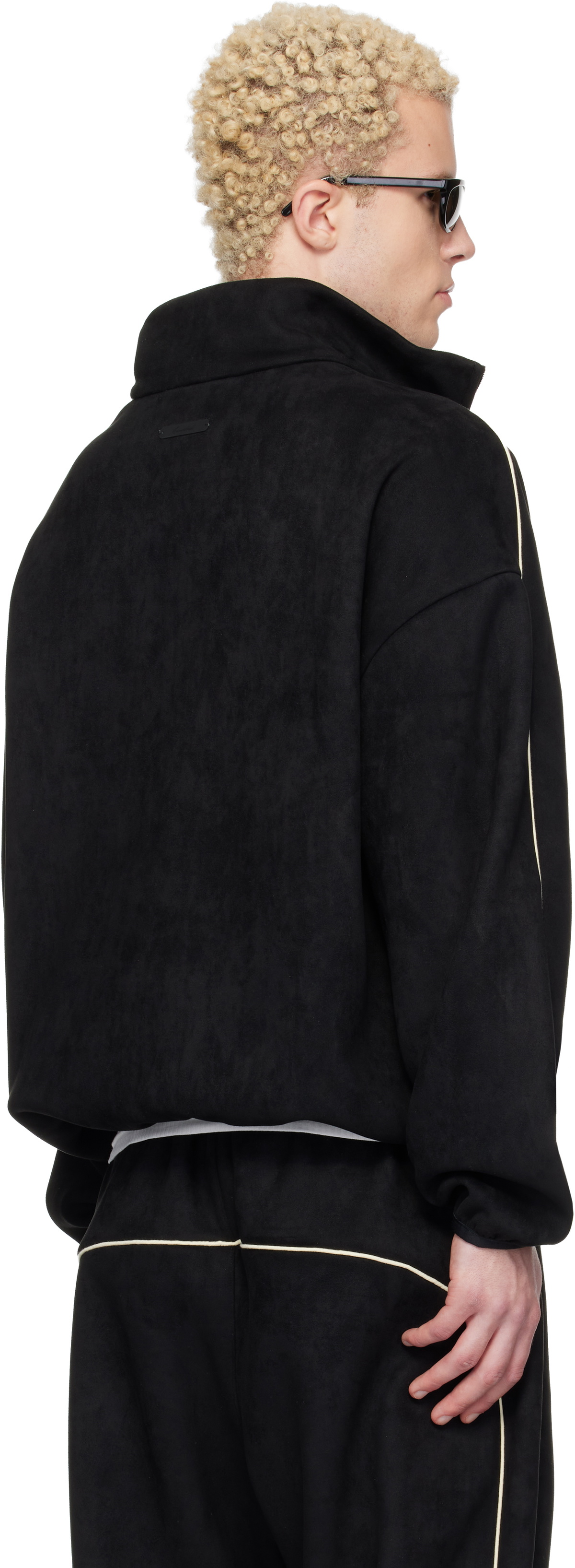 Fear of God ESSENTIALS Black Faux-Suede Fleece Signature Modern Track Jacket