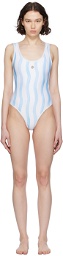 Casablanca White & Blue Stripe Swimsuit