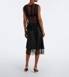 SIR Ingrid lace-trimmed satin midi skirt