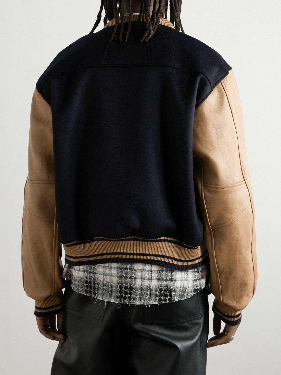 Rhude - Logo-Appliquéd Wool-Felt and Leather Varsity Jacket - Blue
