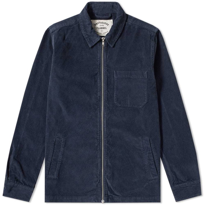 Photo: Portuguese Flannel Fecho Corduroy Zip Shirt Jacket Blue