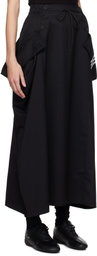 Y-3 Black Refined Wool Midi Skirt