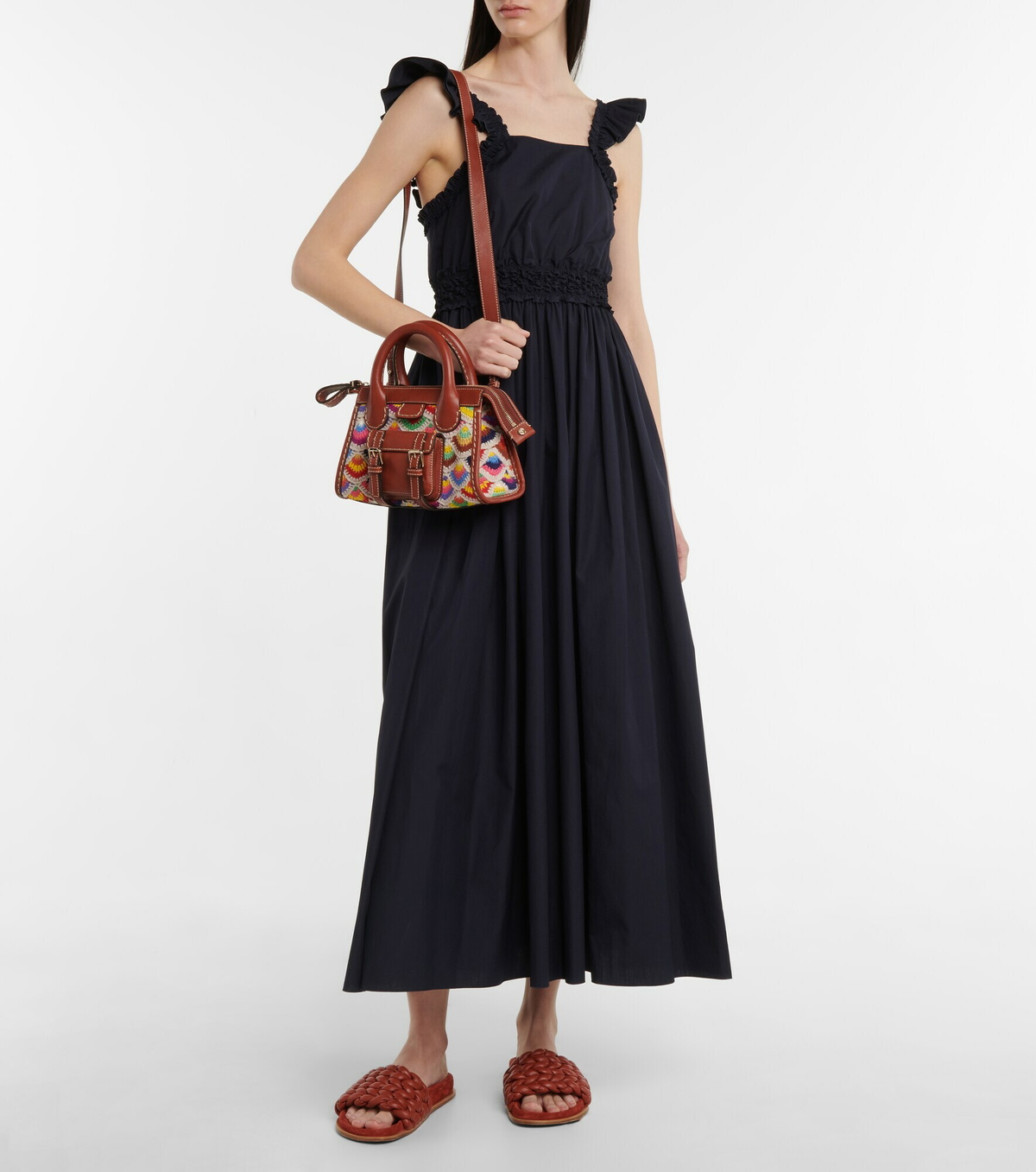 Chloe - Edith Mini crochet and leather tote Chloe