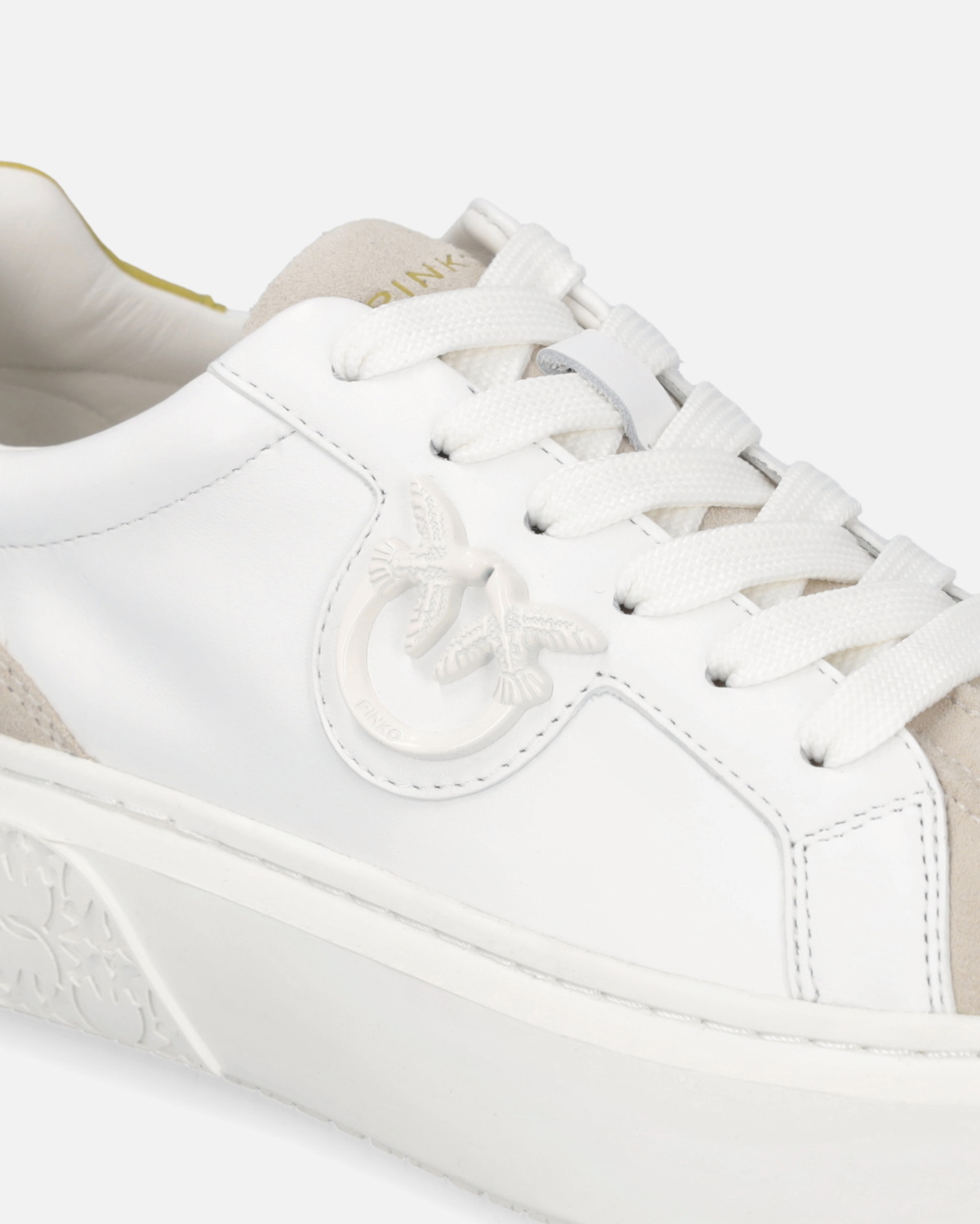 Pinko Sneakers With Platform Sole And Coloured Heel White/Lime