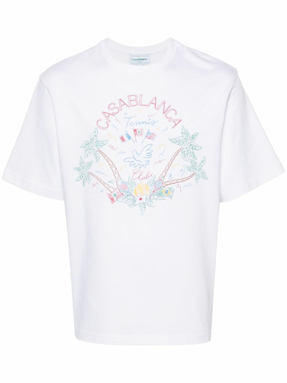 Casablanca White Logo Embroidery Organic Cotton T-Shirt