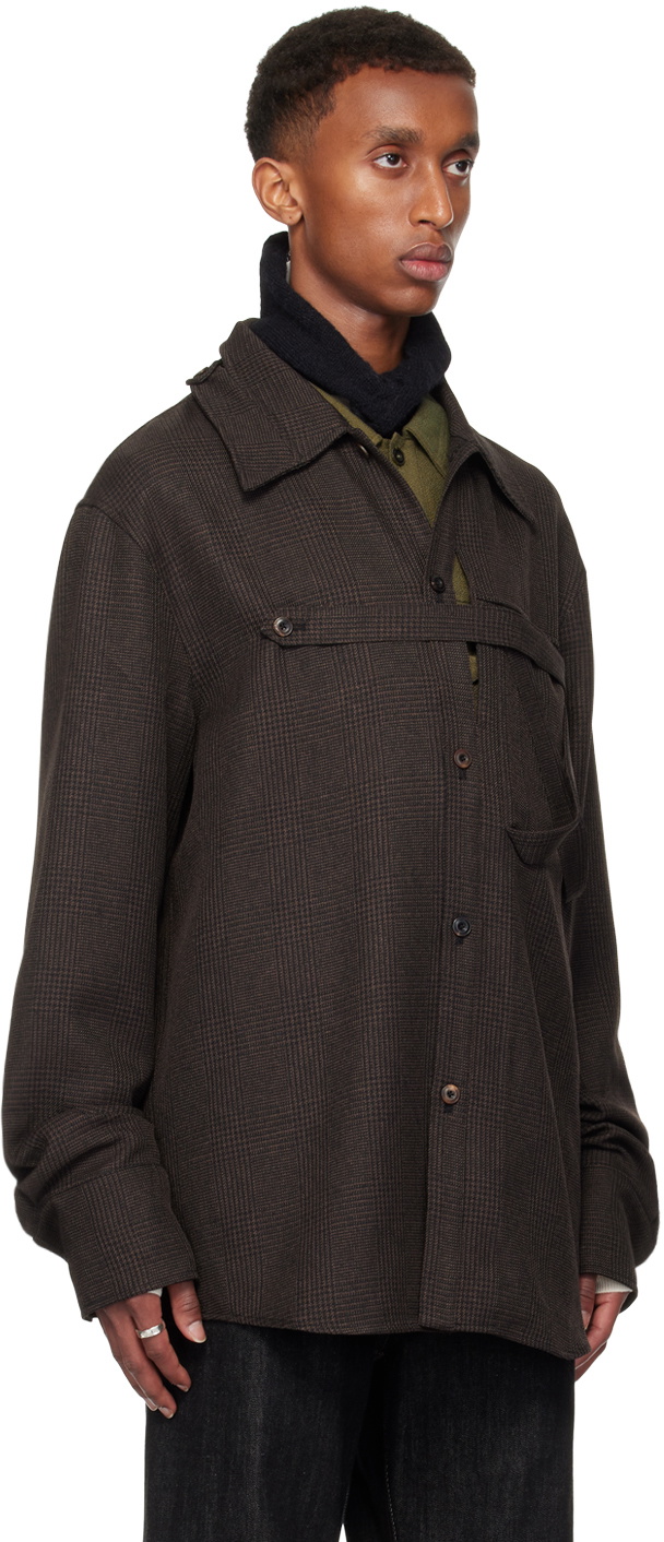 NULLUS Brown X Pocket Strap Shirt NULLUS