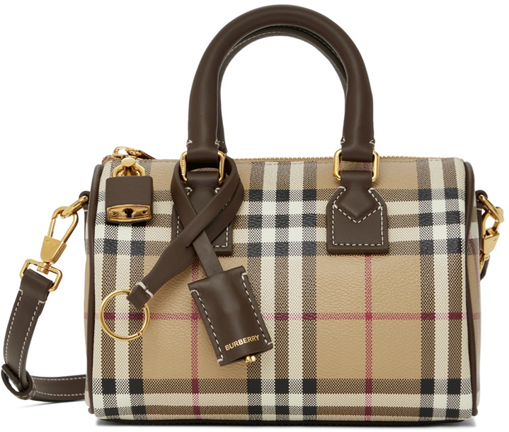 Photo: Burberry Beige Mini Check Bowling Bag
