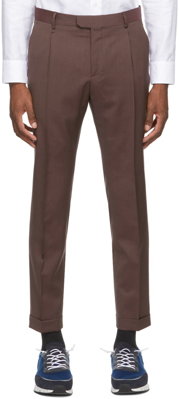 Photo: Z Zegna Brown Wool One Pleat Trousers