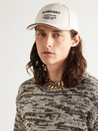Burberry - Logo-Embroidered Leather-Trimmed Cotton-Canvas Baseball Cap - Neutrals